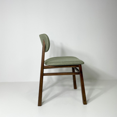 Cadeira sinuosa nogueira - estofado linho verde Outono