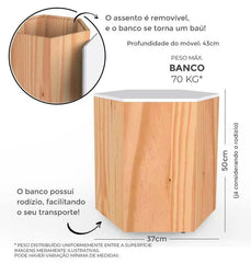 Banco Colmeia Alto - Pinus - Veromobili | Móveis e Decoração