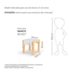 Banco Infantil Zinho - Rosa Claro - Veromobili | Móveis e Decoração