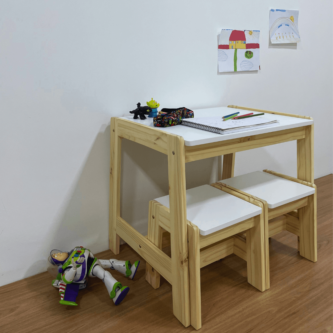 conjunto de mesa e 2 banquinhos infantil verokids - Veromobili | Móveis e Decoração