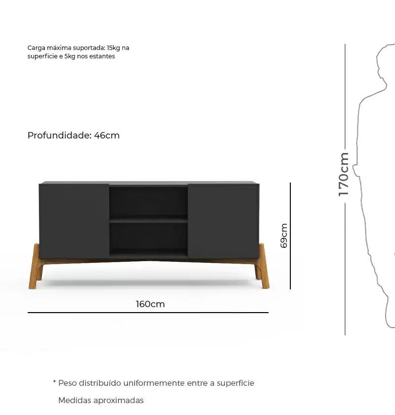 Rack Cepa 160cm - Branco e castanho - Veromobili | Móveis e Decoração